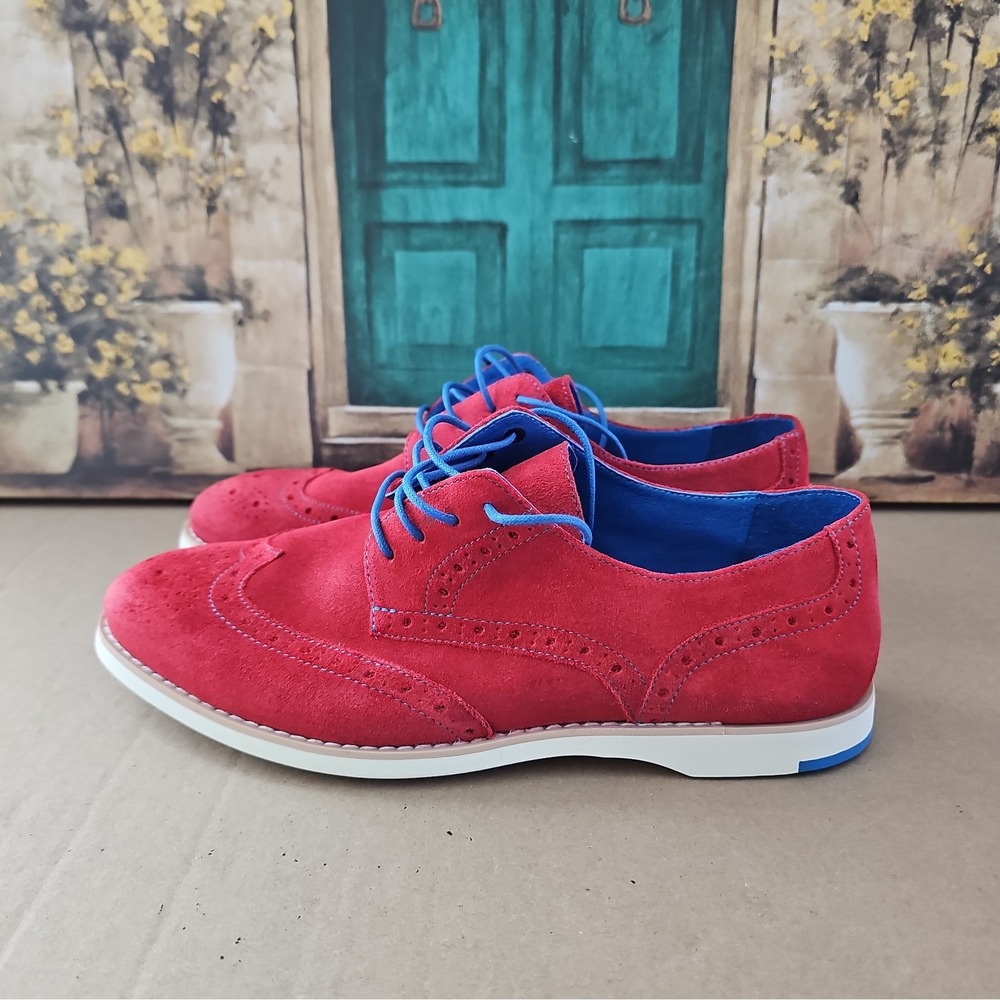 Johnston & Murphy Women's Size 9.5 Red Suede Wingtip Oxford Brogue Shoes